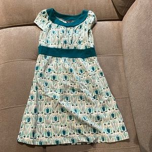 Tea Collection 7 cotton pattern dress blue green  teal